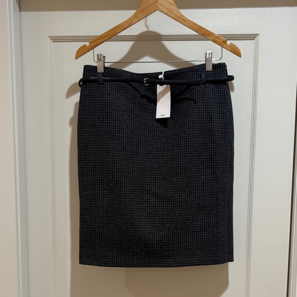 * mango * grey checkered flannel pencil skirt